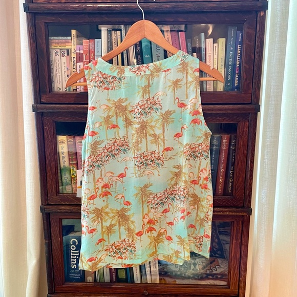 NWT Tommy Hilfiger Aqua Flamingo Print Top 🎽 - Picture 5 of 6
